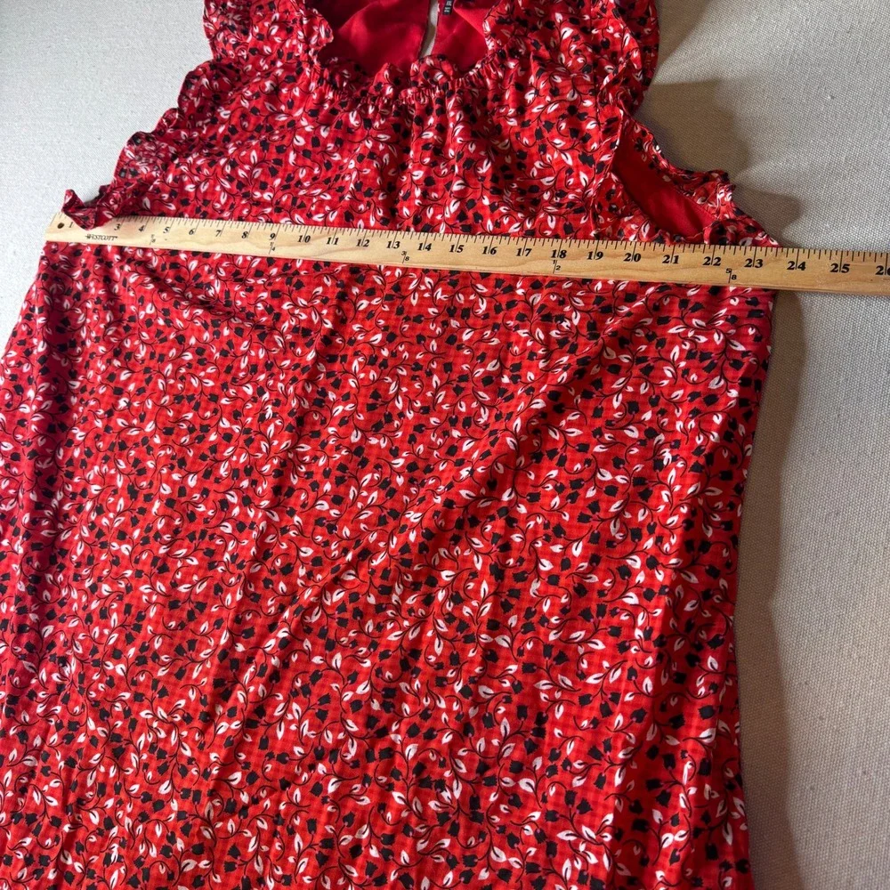 Who What Wear Women's XXL Red Floral Ruffle High Neck Midi Dress High-Low